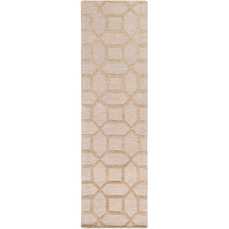 Wyble Hand Tufted Geometric Indoor Rug, Runner 2'3" x 12'