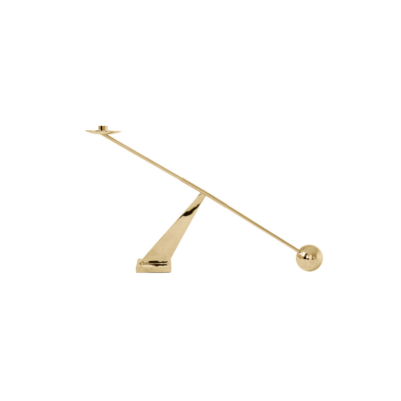 Interconnect Candlestick, Polished Brass, 16.3" H x 27.6" W x 5.1" D
