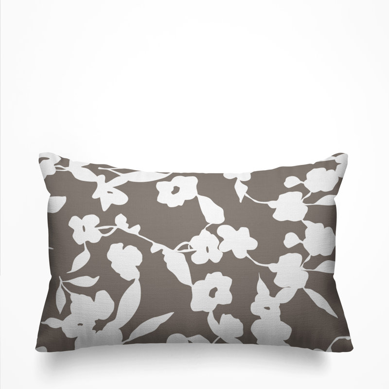 Coussin décoratif intérieur / extérieur à motif floral olive, Beige