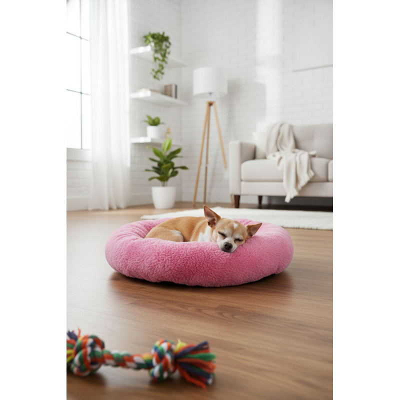 Lit pour animal de compagnie, Taille moyenne: L 25,59 po x l 25,59 po, Rose