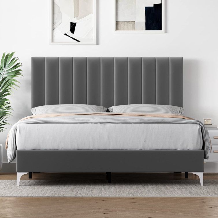 Kwang Solid Wood and Upholstered Panel Bed QUEEN SIZE
