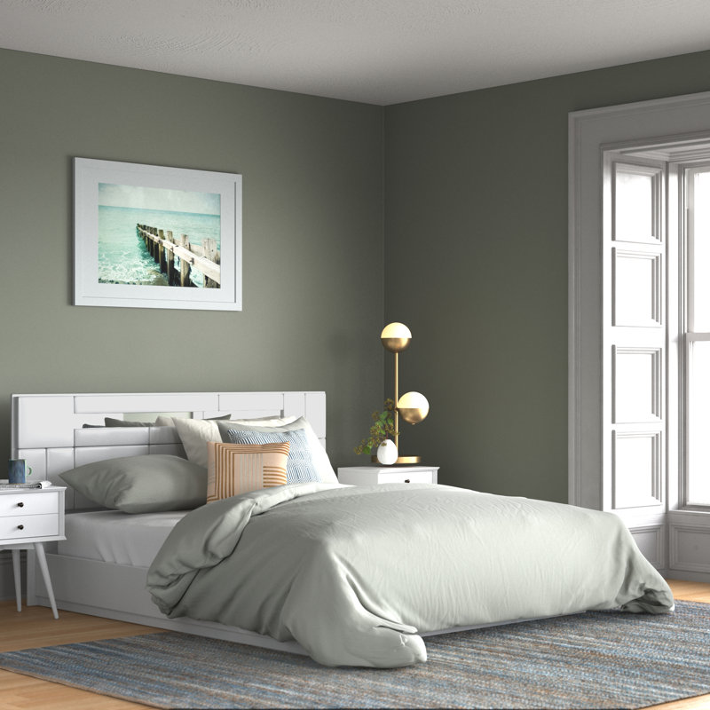 Lit plateforme Augie, Laque blanche, Grand
