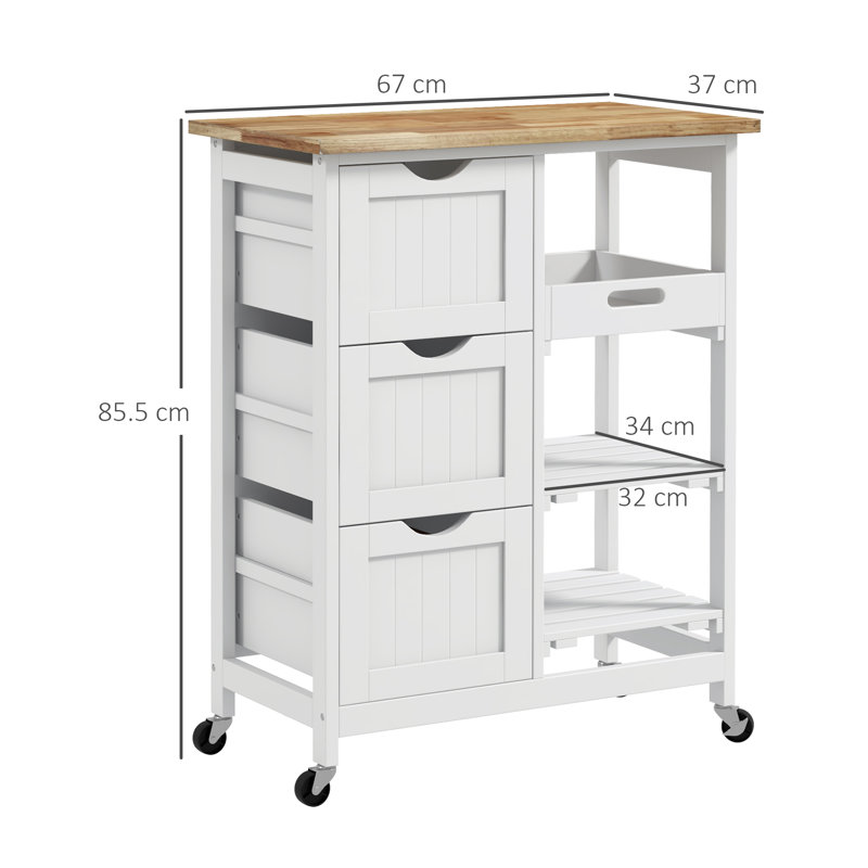 Beallsville Solid Wood Top Kitchen Cart