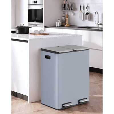 Poubelle en acier inoxydable Gallon, double compartiment, poubelle de cuisine en métal, poubelle double en métal, poubelle à domicile, seaux à doublure amovibles