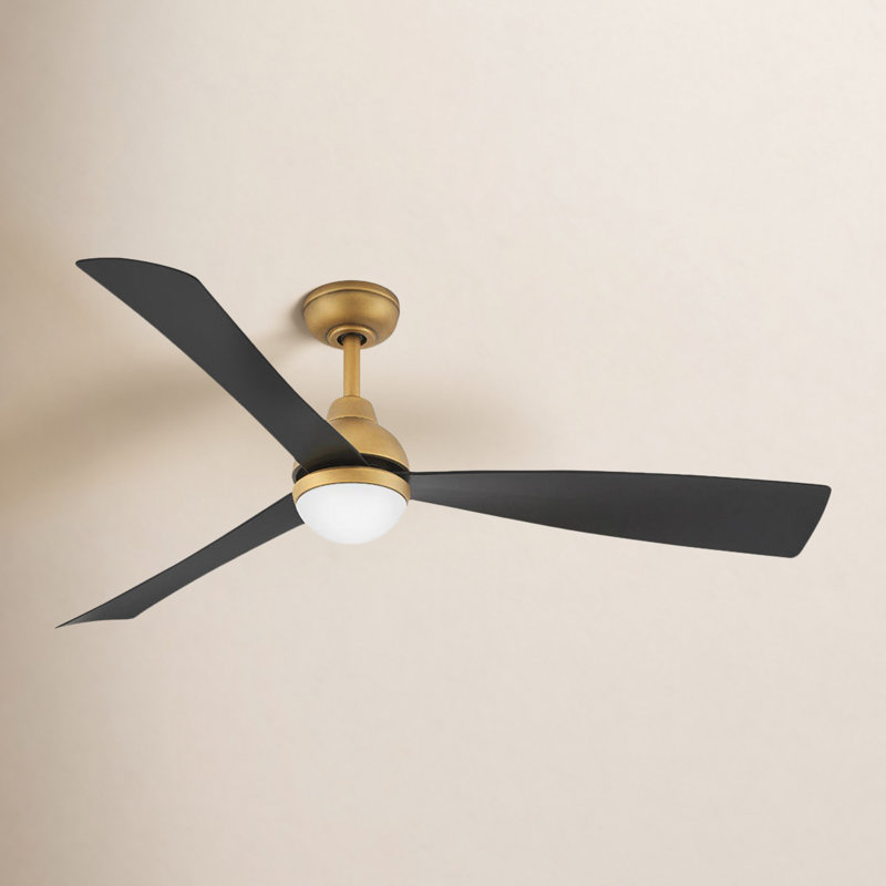 Brona Ceiling Fan with LED Lights, Heritage Brass/Matte Black, 56"