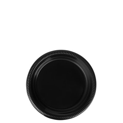 Assiettes en plastique noires jetables rondes de 6 pouces Ecoqualité pour 50 invités