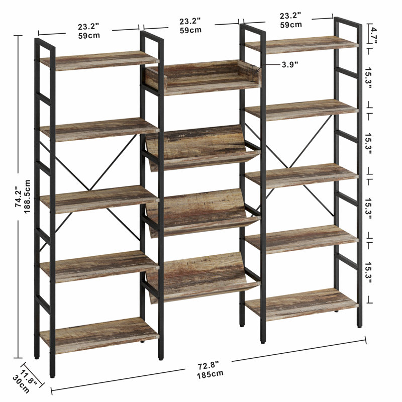 Etagere Bookcase, Industrial Brown