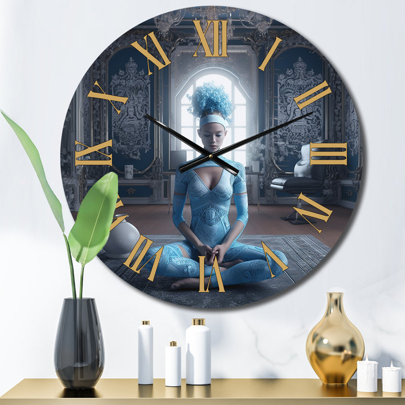 Horloge murale en métal Blue Yogini, Petit
