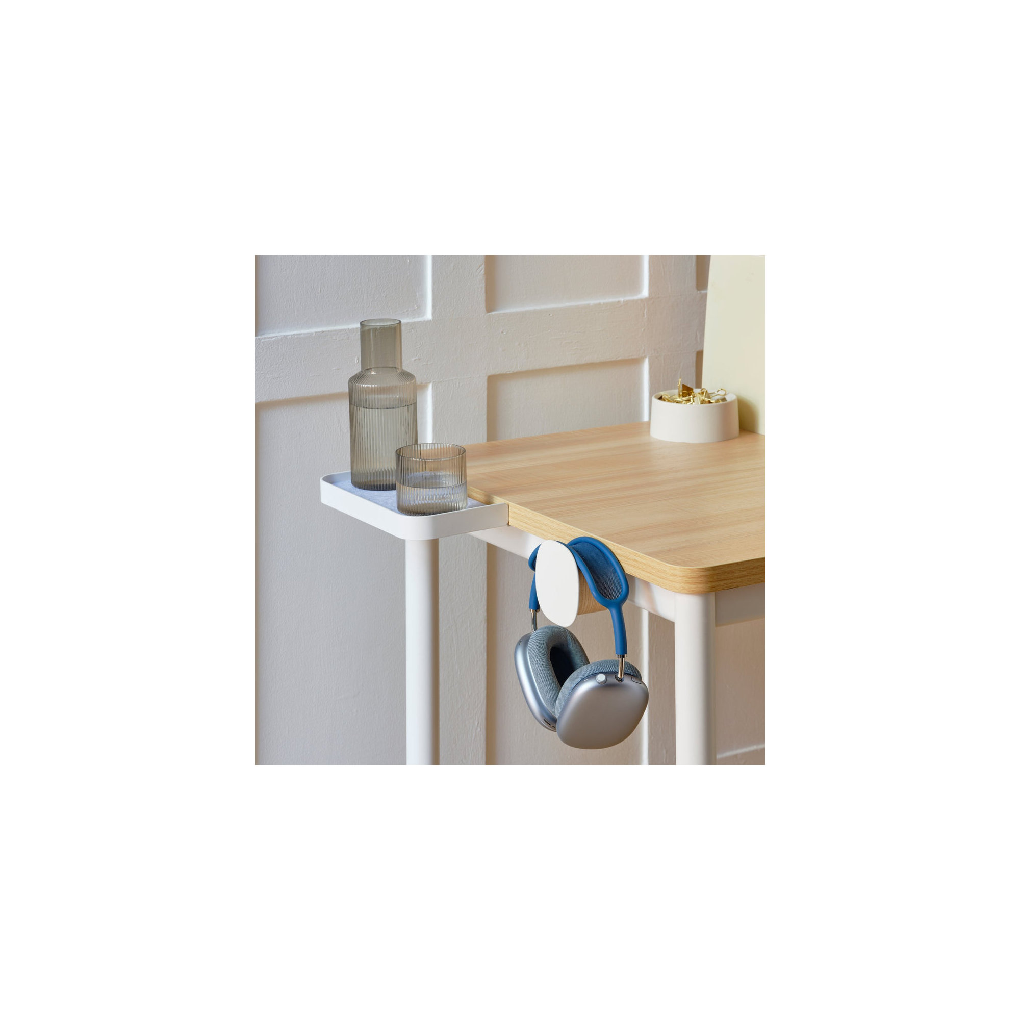 Daily Desk, Woodgrain, 28.5" H x 36" W x 24" D, White