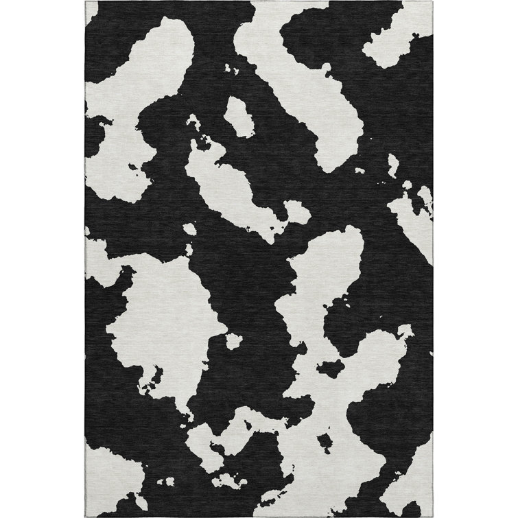 Premium Machine Washable Prisco Black Rug
