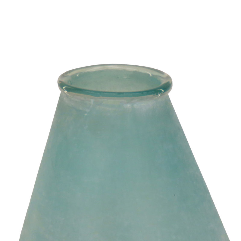 Handmade Glass Table Vase, 13.5" H x 10" W x 10" D, Turquoise