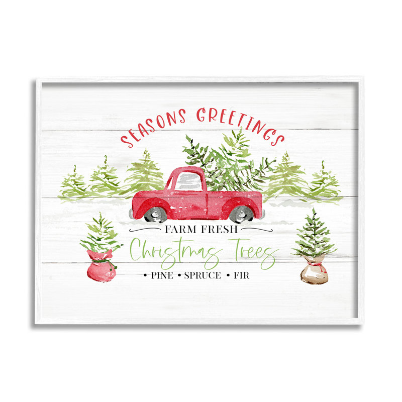 Farm Fresh Christmas Trees at-133, H 24 po x l 30 po x P 1,5 po, Giclée encadrée blanc bord de mer