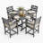 5-Piece Outdoor Patio HDPE Dining Set, Square Table With 4 Armchairs-1598390297