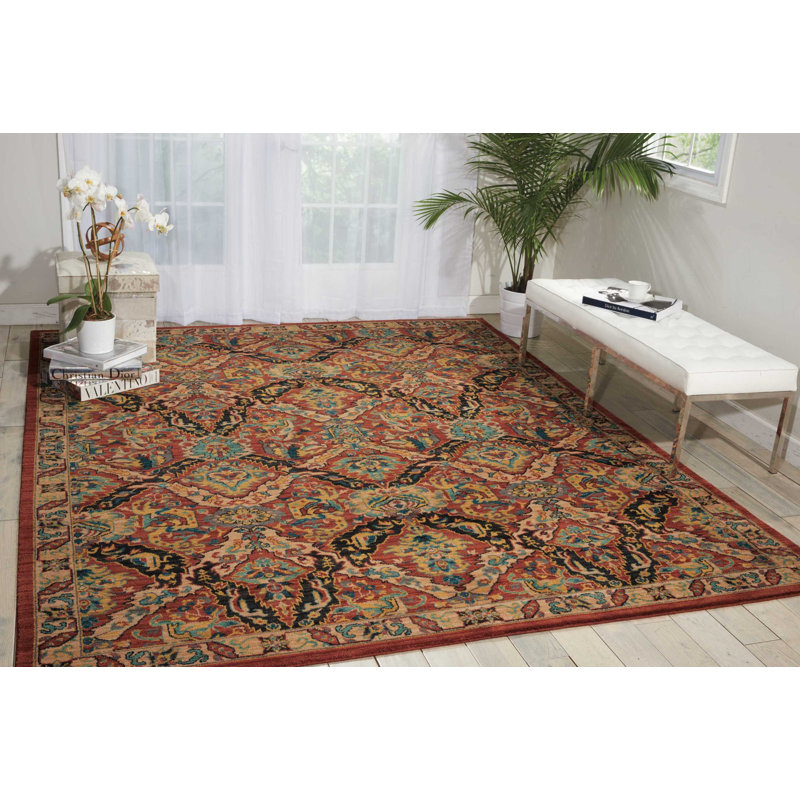 Tapis rouge d'inspiration persane Tonita, Rectangle 5 pi 3 po x 7 pi 5 po