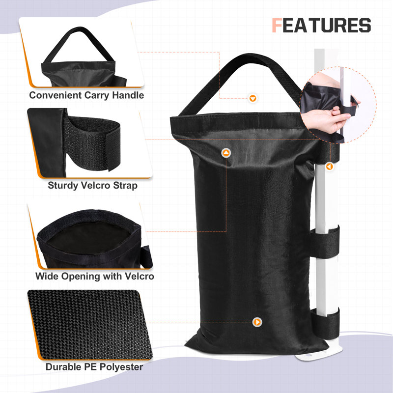 Eagle Peak Black Polyester Heavy-Duty Canopy Weight Bags