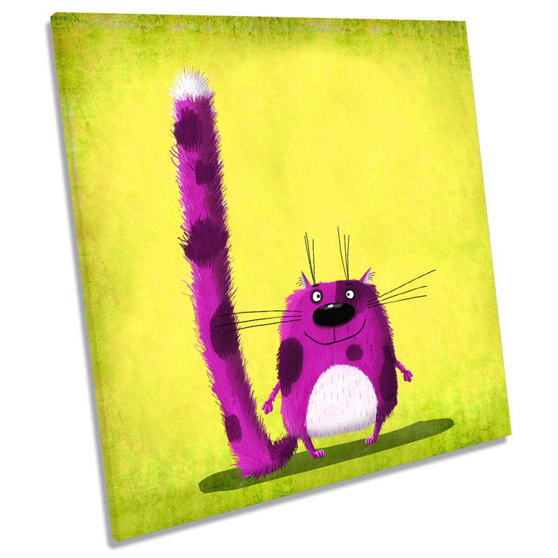 Z1668 Funny Cat - Wrapped Canvas Painting, 60cm H x 60cm W x 2cm D