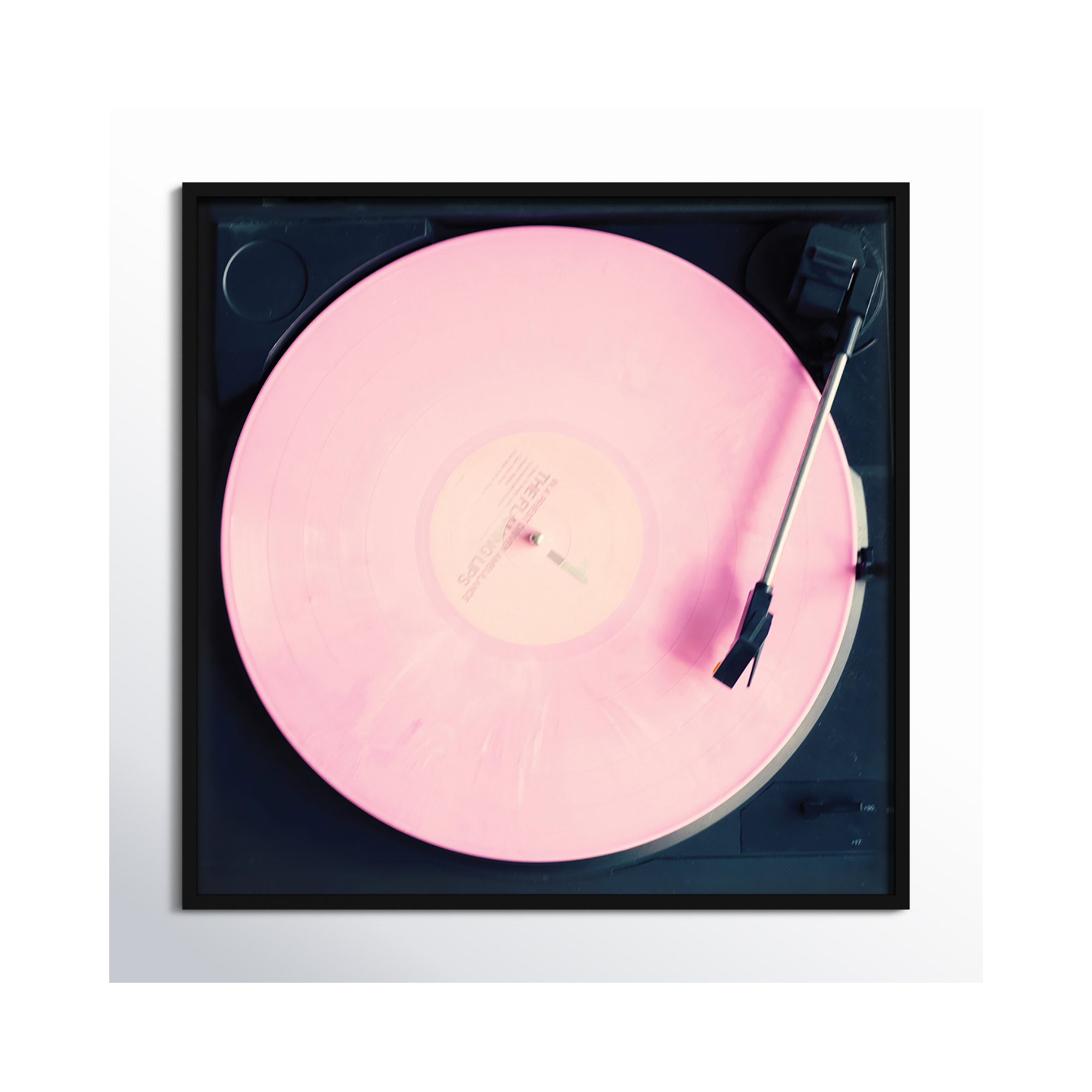 Pink Record by Caroline Mint, 41.25" H x 41.25" W x 0.88" D, Black