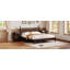Lit plateforme très grand en bois avec tête de lit en forme de gourde, lit plateforme de style rétro avec support en lattes de bois, noyer-1809185911