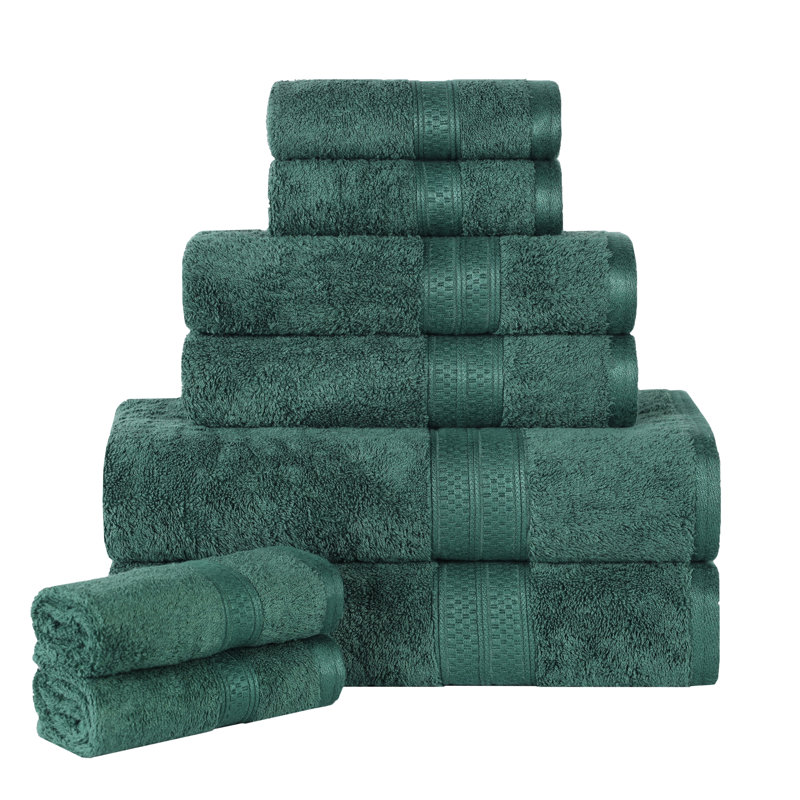 Rayon From Bamboo Cotton Blend 8 Piece Bath Towel Set, Hunter Green