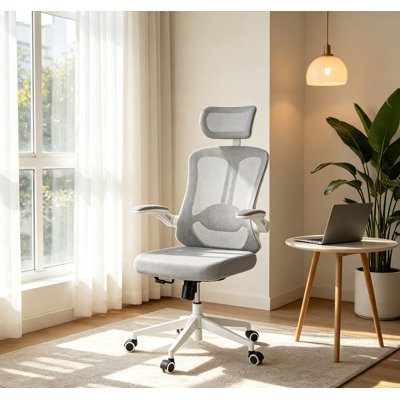 Ergonomic Office Chair, Adjustable Headrest With  Lumbar Support & Flip-up Arms