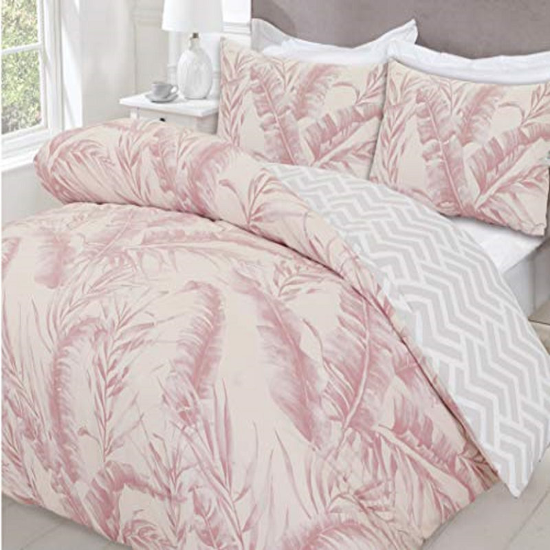 NightComfort Quinn Design Cotton Rich Duvet Cover Set with Pillowcase, Single - 1 Standard Pillowcase, Blush