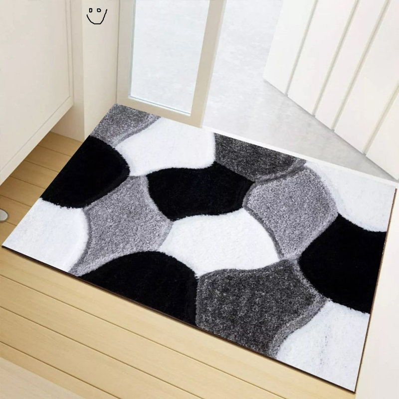 W60 x L110 cm Indoor Door Mat, Black/White
