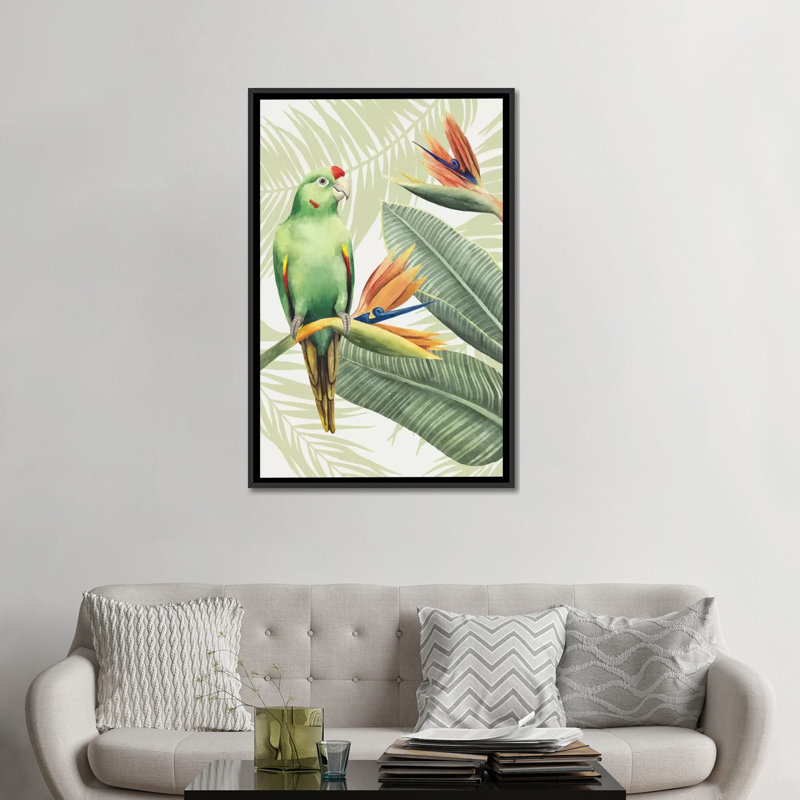 Avian Paradise IV par Grace Popp - Estampe numérique sur toile tendue avec châssis, Toile avec cadre noir, Pas de tapis