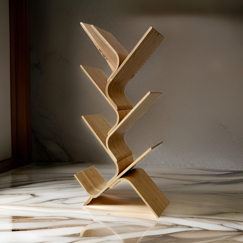 Irica Accent Bookshelf with 6 Diagonal Storage Shelves