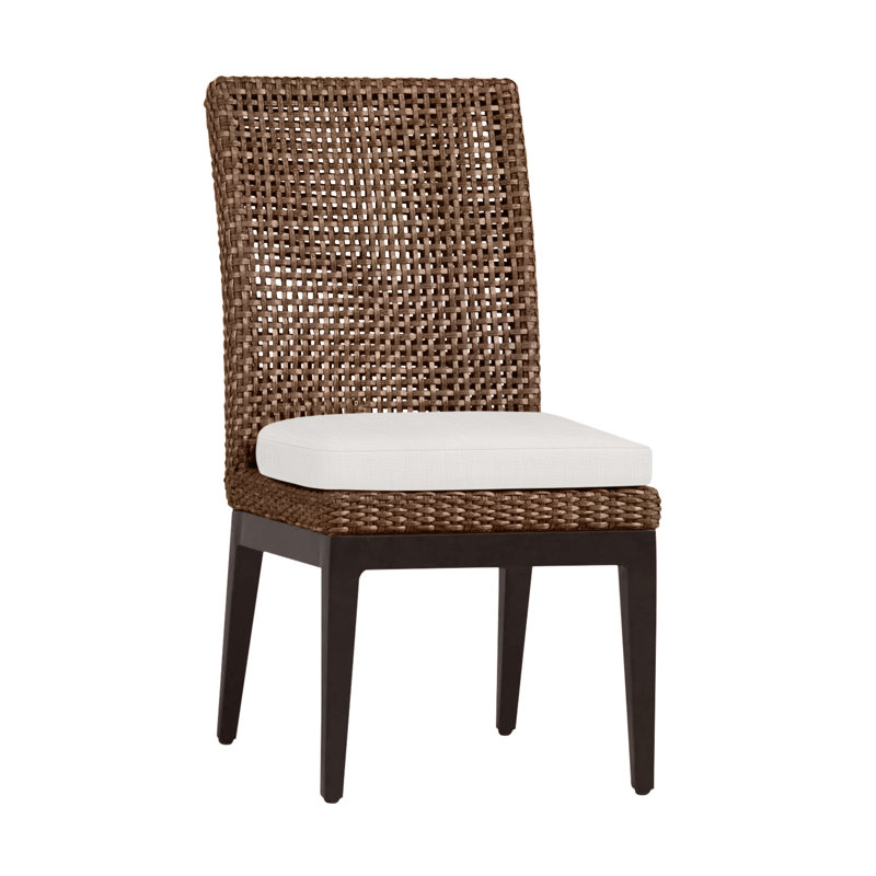 Chaise d'appoint tissée en péninsule - acajou / châtaignier, Pas de soudure, Sunbrella® ‑ lin neige, Acajou / châtaignier