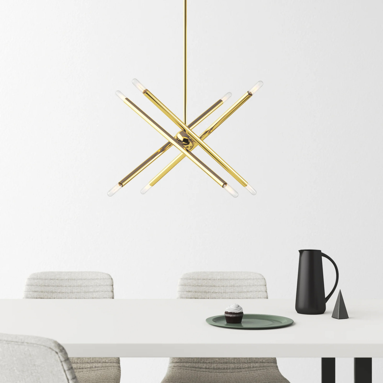 Poco 8 - Light Dimmable Sputnik Chandelier, Polished Brass