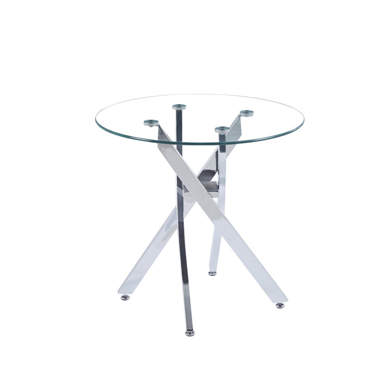 Mose Glass Top Cross Legs End Table
