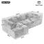 Canapé de 101,2 po pour espace de vie - Modulaire, mousse à assise profonde, courbé charmant, 3 coussins carrés et 2 traversins modulaires entièrement confortables et confortables-638963209