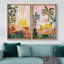 «Bright Preppy Animals Sunlight Over Tropical Jungle Cheetah Cat Nature», ensemble de 2 impressions encadrées sur toile-75848136-75848137