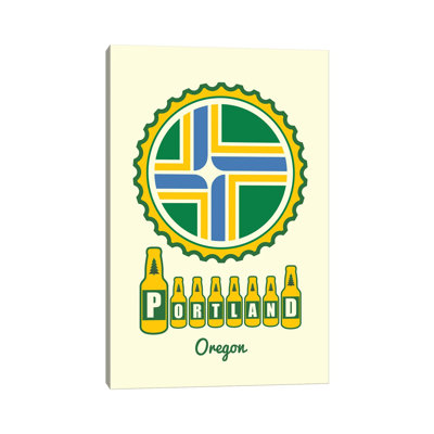 Portland Beer Cap Flag 1 Piece Wrapped Canvas Wall Art