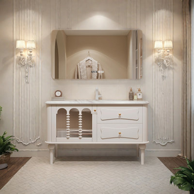 Armoire de salle de bain française de style crème minimaliste