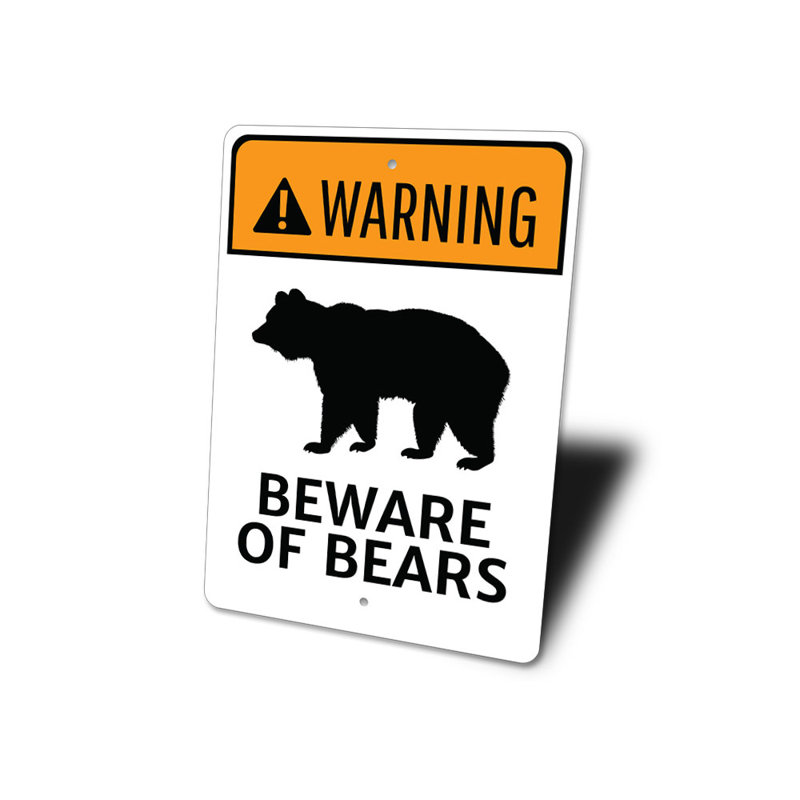 Panneau d'avertissement d'ours en aluminium, H 14 po x l 10 po x P 0,04 po