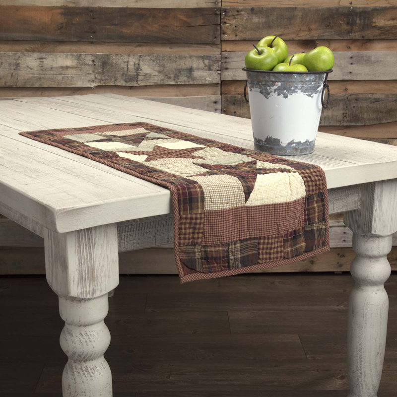 Abilene Star Plaid 100% Cotton Independence Day Table Runner, 36'' L x 13'' W