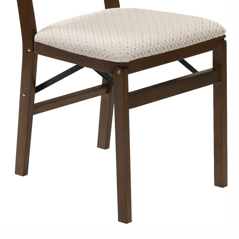 Brown Upholstered Wood Folding Dining Chair Set of 2