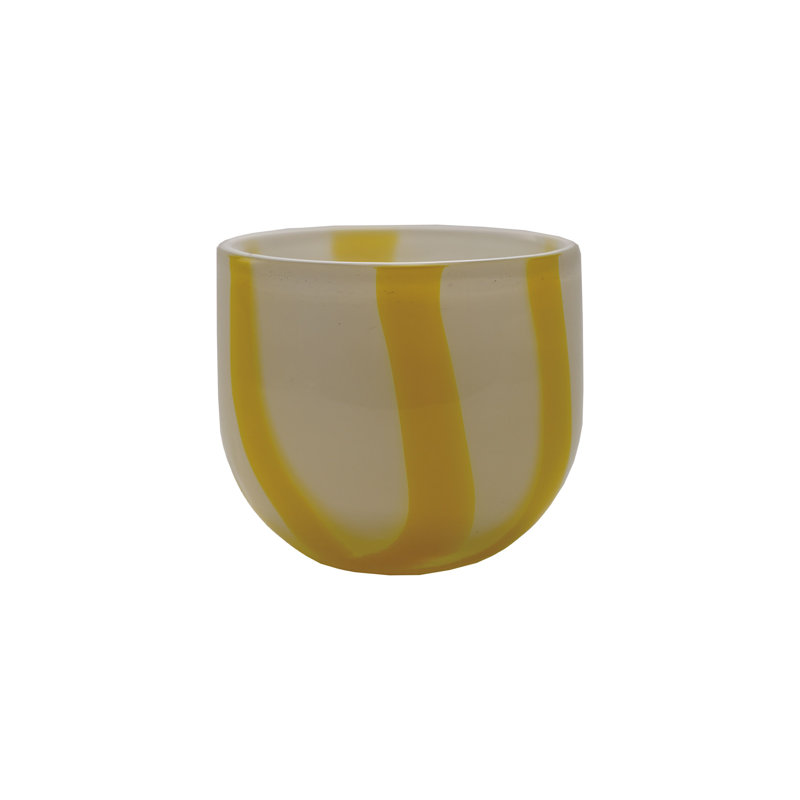 Round Soda Glass Tealight/Votive Holder With Stripes
