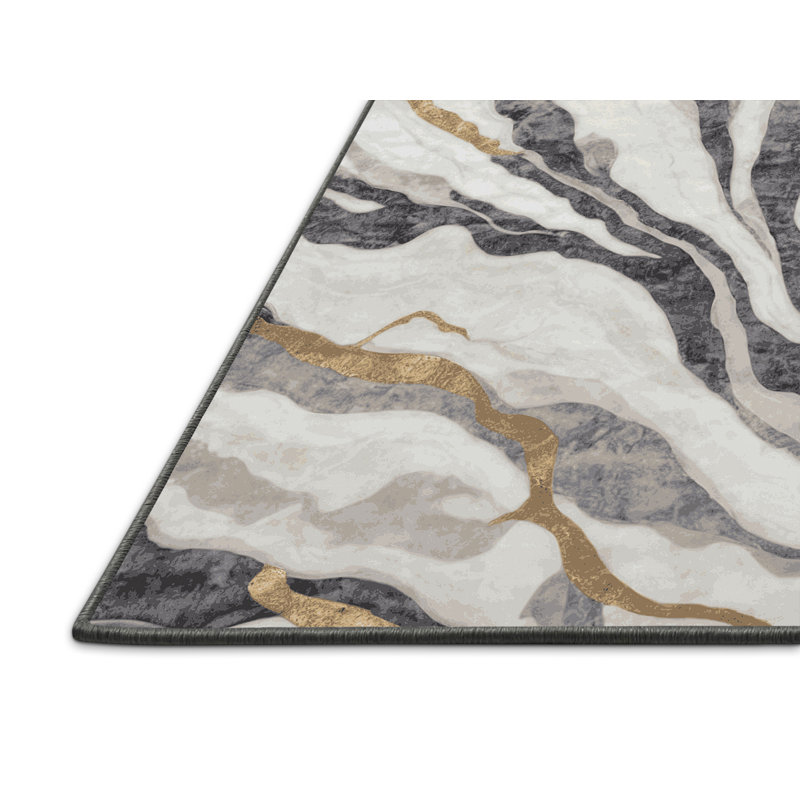 Tapis gris soyeux et moelleux, Carré 5 pi