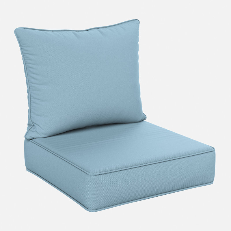 Wynee 24"W X 24"D Outdoor Cushions 6.5'' Deep Seating Cushion Set Indoor and Outdoor Seat / Back Cushion , Light Blue