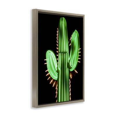 Neon Lights Cactus Floater Canvas by Danita Delimont