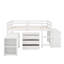 Lit mezzanine double avec armoire, tablettes et bureau