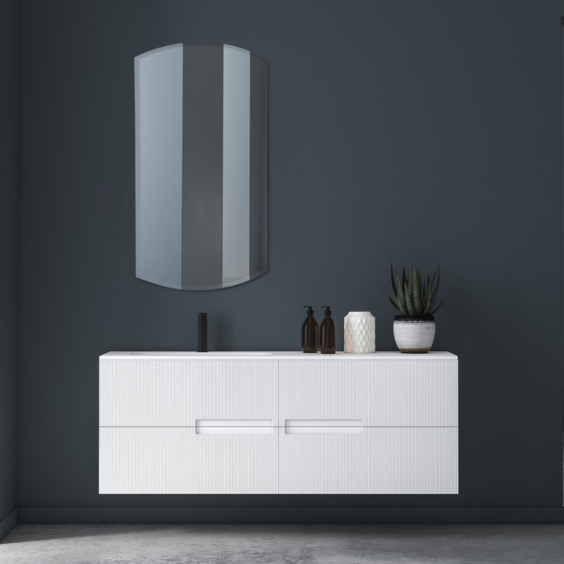 Eliott 16" x 30" Frameless Arched Beveled Recessed Medicine Cabinet with Mirror and 3 Adjustable Shelves