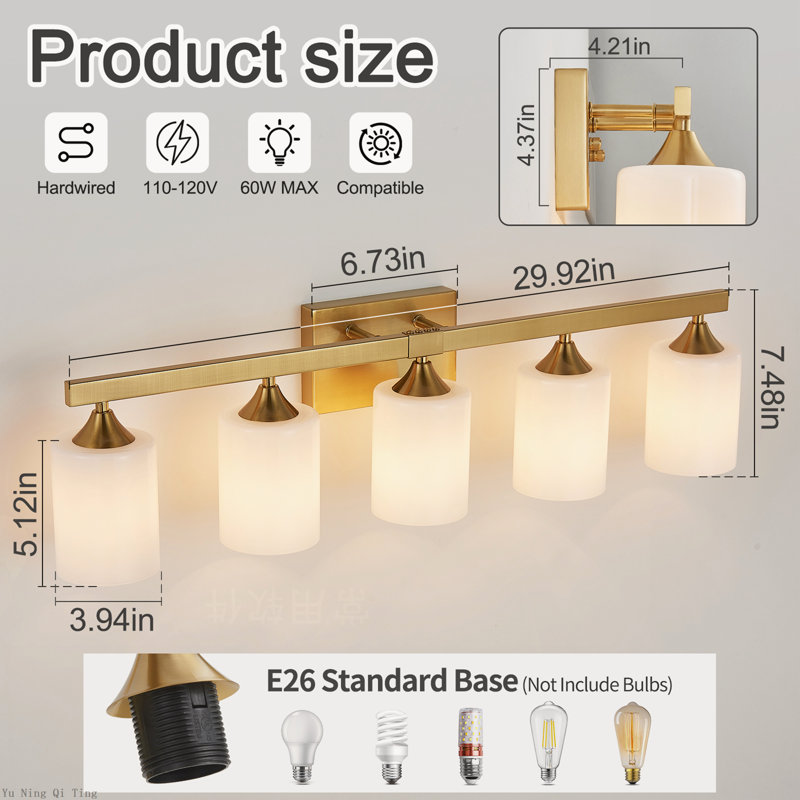 Vanity Light, Gold 5-Light