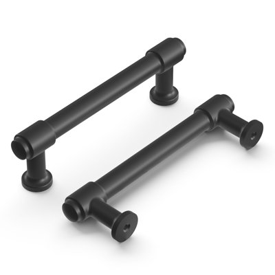 Piper Collection Bar Pull - 3-3/4" Center to Center Cabinet Pull Matte Black - Mid-century Modern Hardware for Drawers & Cabinets