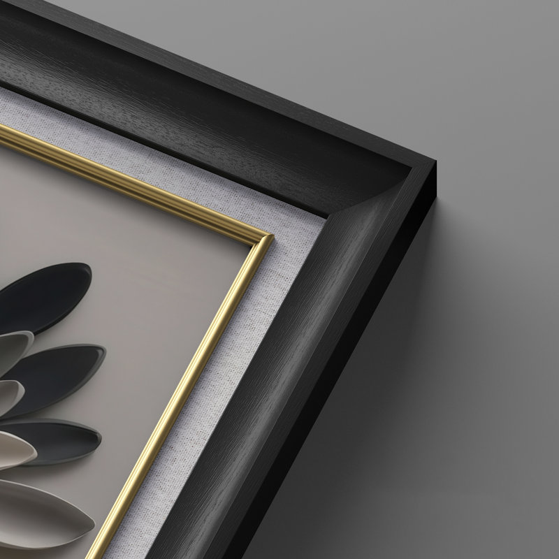Modern 3D Floral Sculptural Art in Neutral Tones Contemporary Dimensional Wall Decor – Set of 2 Premium Framed Wall Art Print on Paper 26"x36"