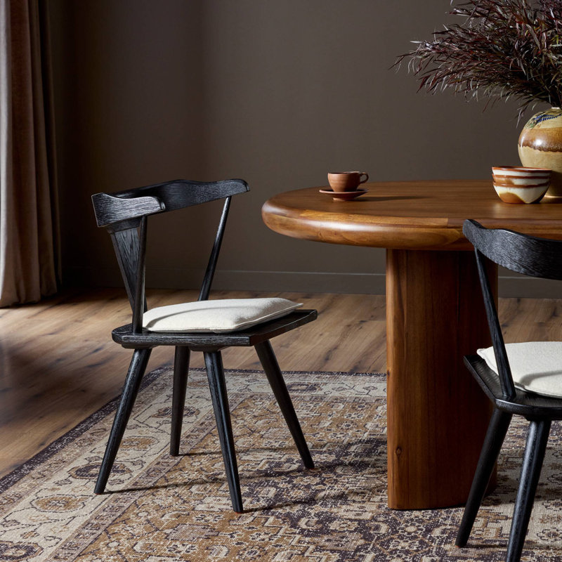 Lodi Dining Chair With Cushion, Black Oak, Lavon Flint