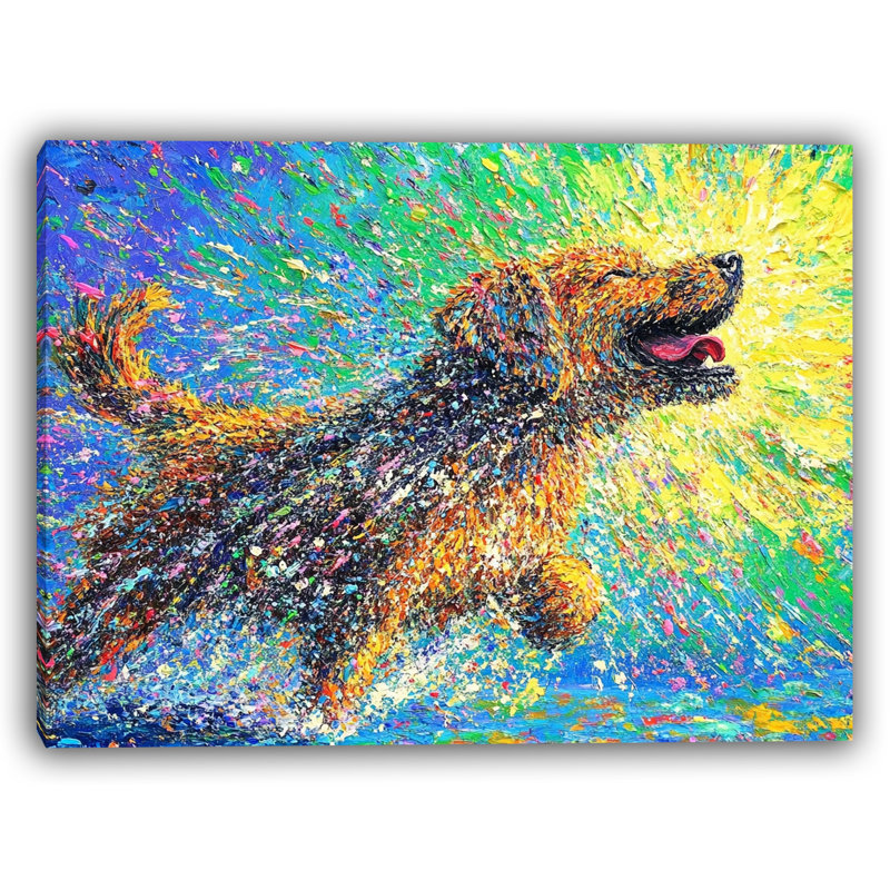 Sunburst Shake - Vibrant Dog Splash, art mural sur toile