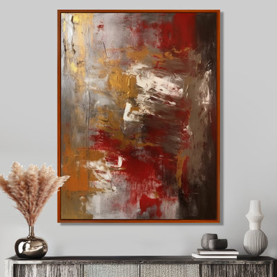 Ancient Italian Revelations In Gold And Red I - Abstract Painting Framed Wall Art Living Room